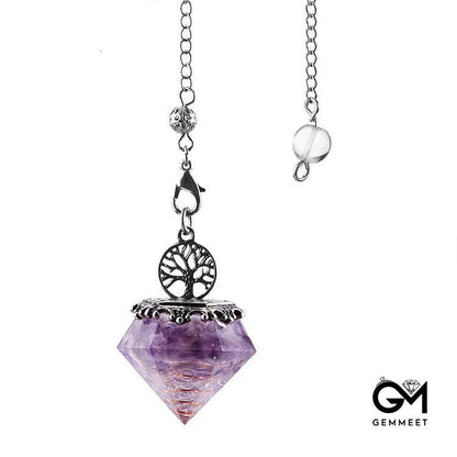 Crystal Geometric Tree of Life Pendulum