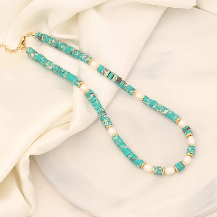 Pearl Necklace with Small Cylindrical Beads