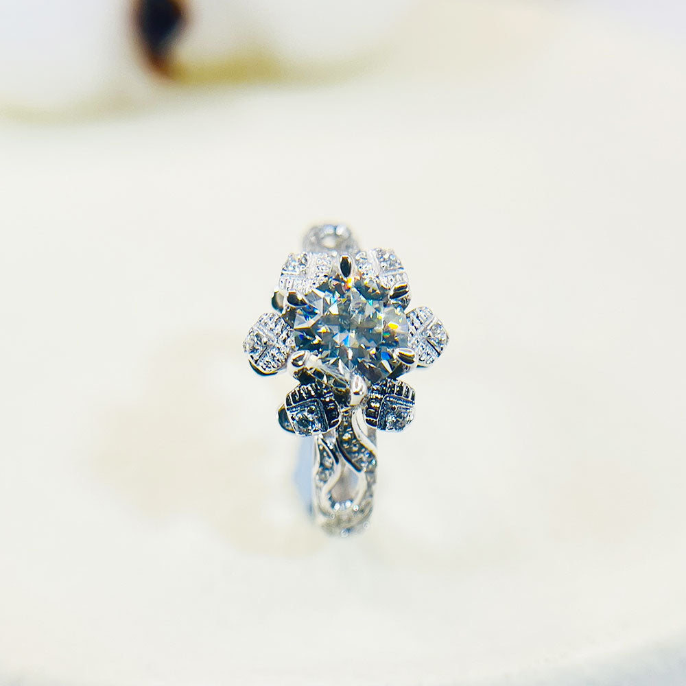 Flash Flower Adjustable Moissanite Ring