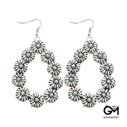 Simple Drop Turquoise Flower Earrings