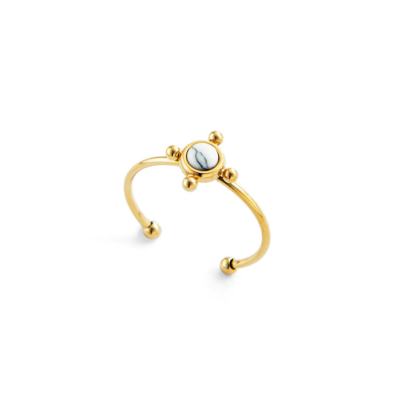 Cute Minimalism White Turquoise Ring