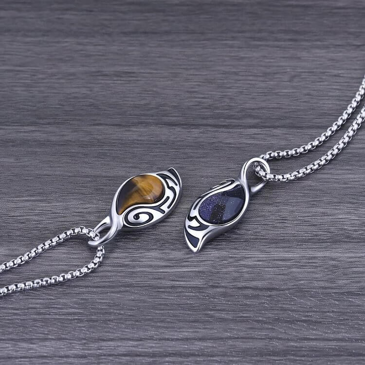 Courage Luck Protection Tiger Eye Titanium Steel Necklace