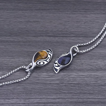 Courage Luck Protection Tiger Eye Titanium Steel Necklace