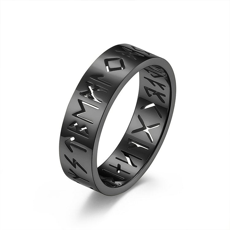 Colored Hollow Viking Rune Turnable Ring