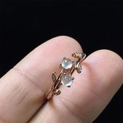 Rose Gold Elegant Inlaid Jade Ring