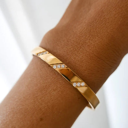 Channel Setting Stones Bangle Bracelet