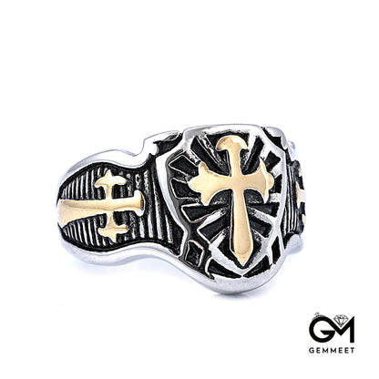 Stainless Steel Vintage Templar Logo Ring