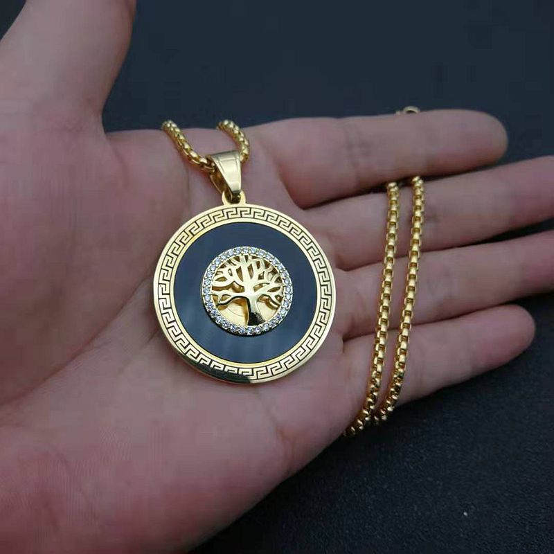 Hip Hop Jewelry Gold Plated Micropaved Zirconia Tree of Life Pendant