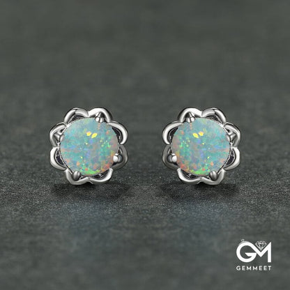 925 Silver Four Claw Opal Luxury Earrings