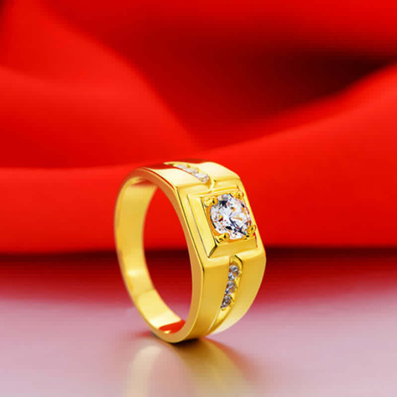 Men's Simulation Diamond Gentleman Gold Plated Ring