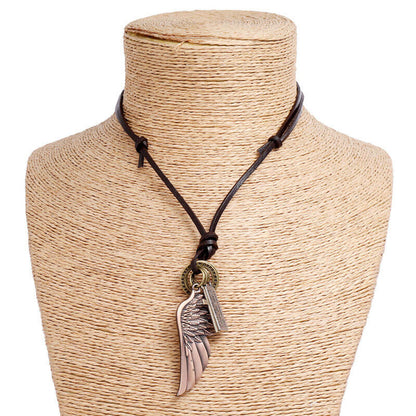 Angel Wings Leather Adjustable Simple Long Necklace