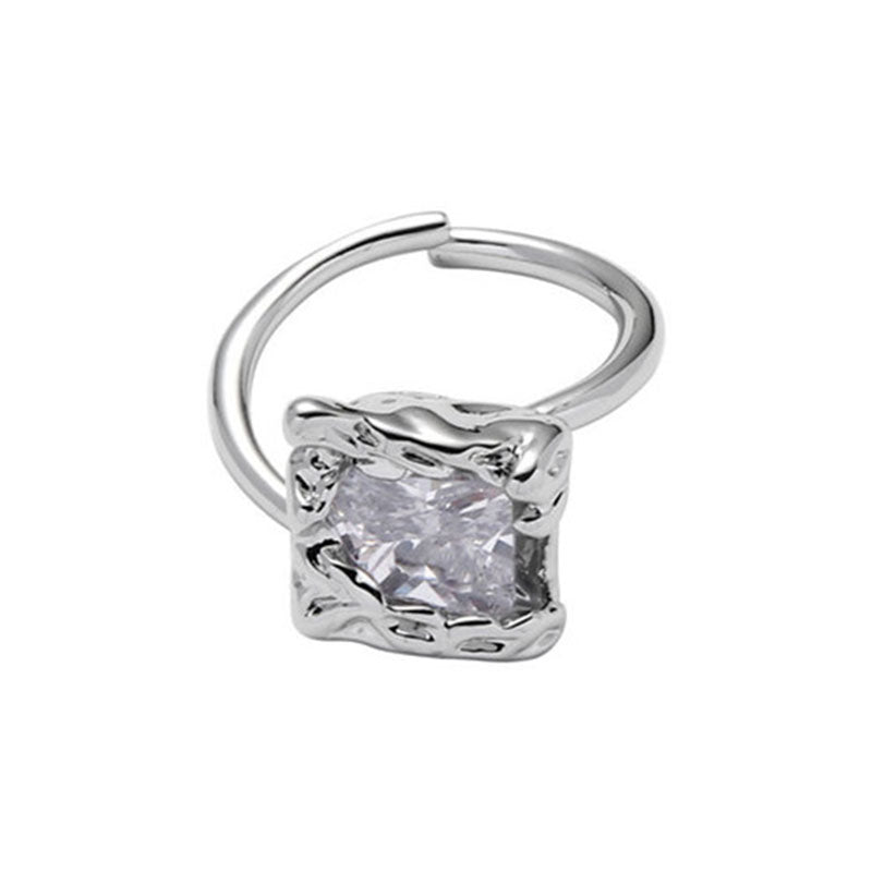 Square Zircon Hollow Light Luxury High-end Hot Girl Ring