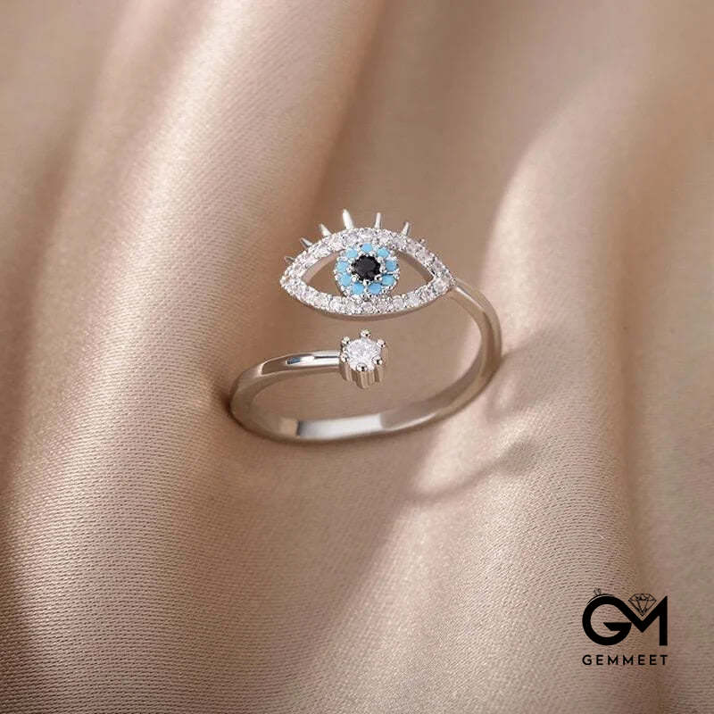 Evil Eye Diamond Adjustable Ring