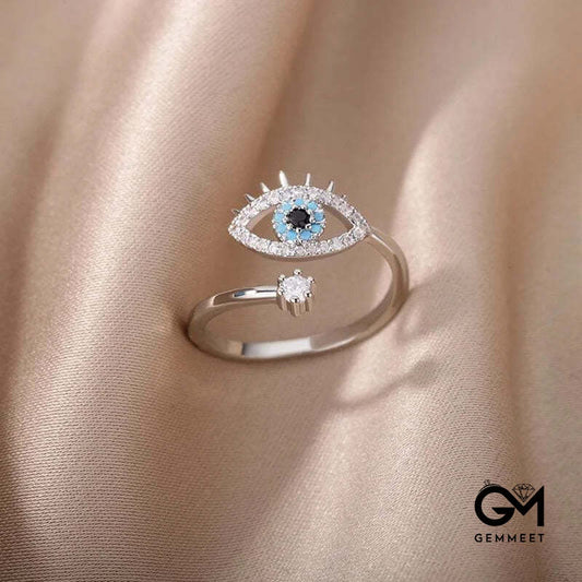 Evil Eye Diamond Adjustable Ring