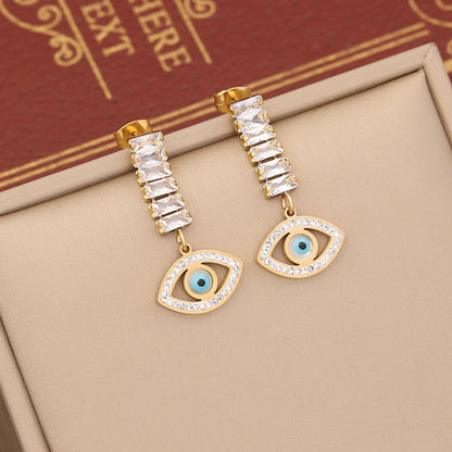 Hollow Evil Eye Golden Bead Pendant Bracelet Necklace & Earrings