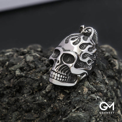 Fire Skull Hip Hop Stainless Steel Necklace