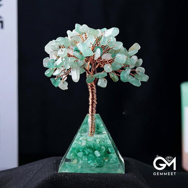 Crystal Gravel Pyramid Base Feng Shui Tree