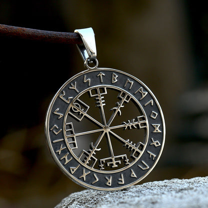 Compass Lettering Titanium Steel Pendant