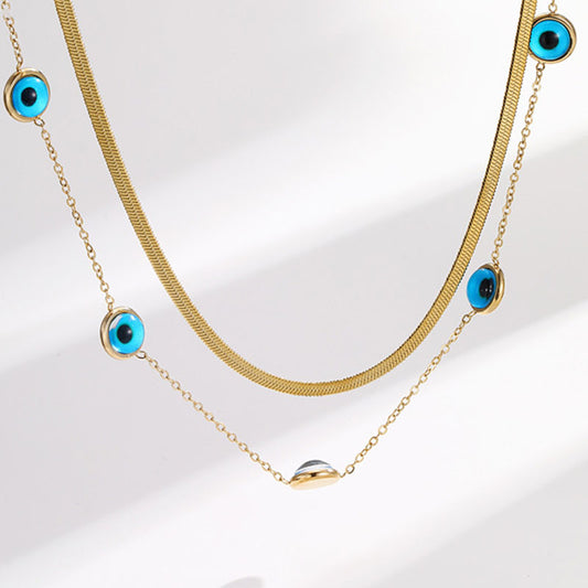 Double Layer Clavicle Chain Devil's Eye Necklace