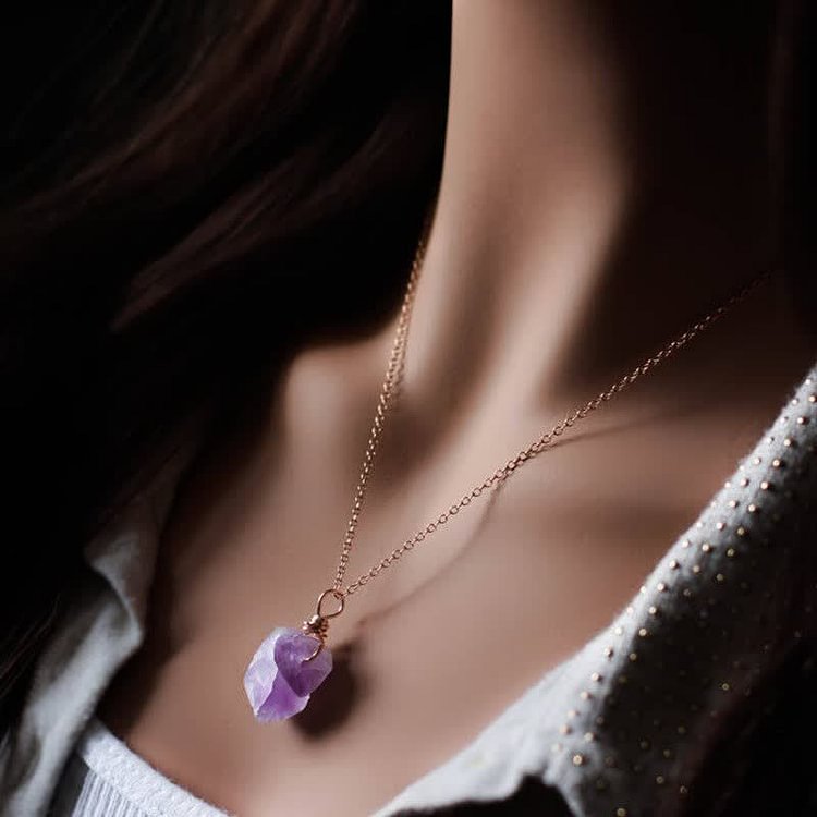 Delicate Amethyst Natural Crystal Necklace