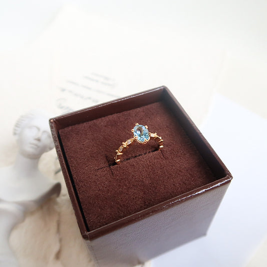 London Blue Topaz Horse Eye Gold Plated Ring