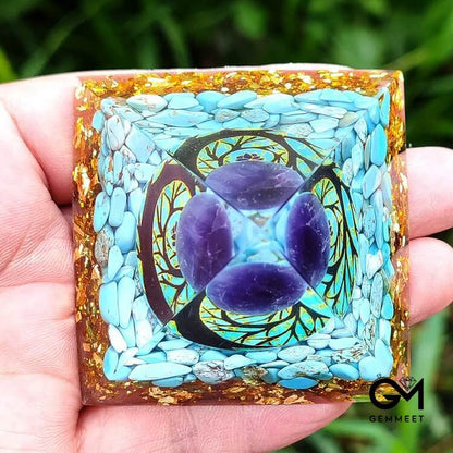 Turquoise With Amethyst Ball Orgone Pyramid