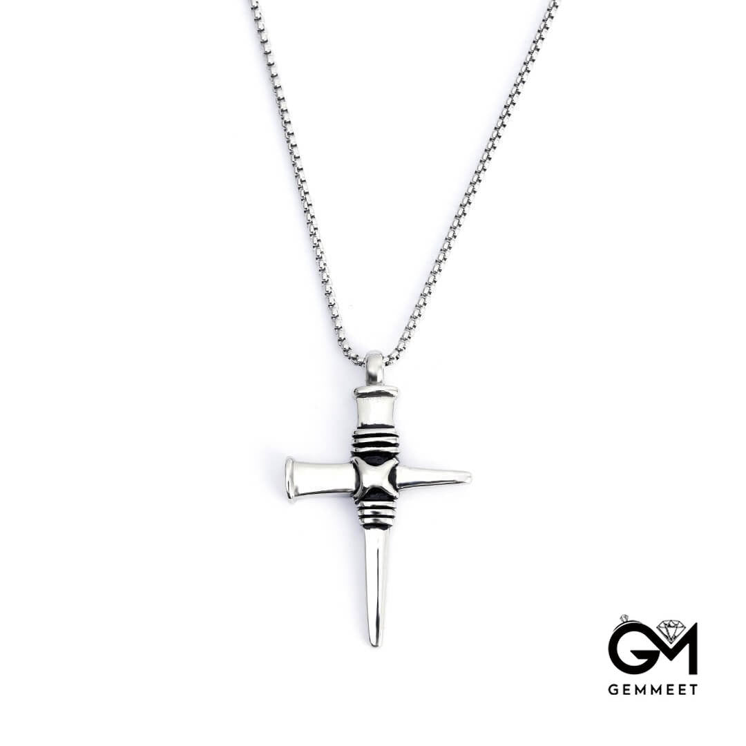 Titanium Steel Cross Hip Hop Necklace