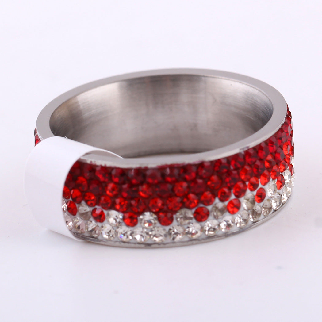 Gradual Change Color Zircon Titanium Steel Ring