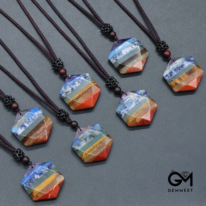 Seven-color Stone Six-pointed Star Necklace