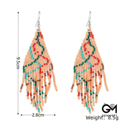 Christmas Tassel Earrings Handwoven Christmas Tree Santa Claus Bead Earrings