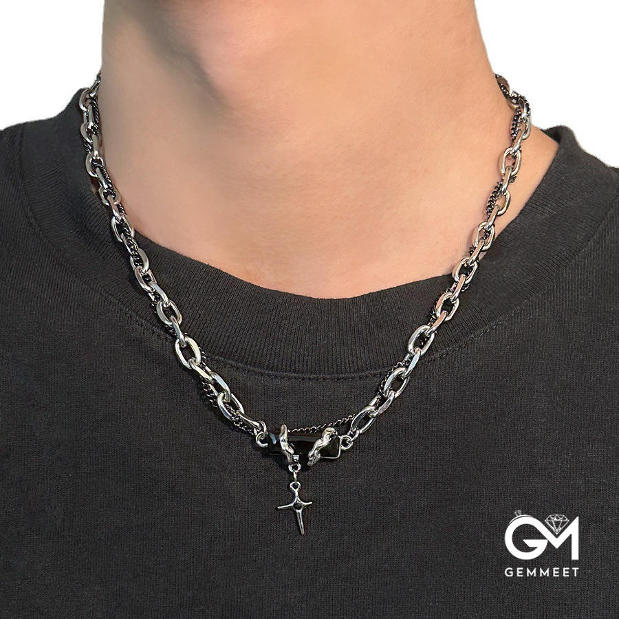 Titanium Steel Multilayer Wound Obsidian Necklace