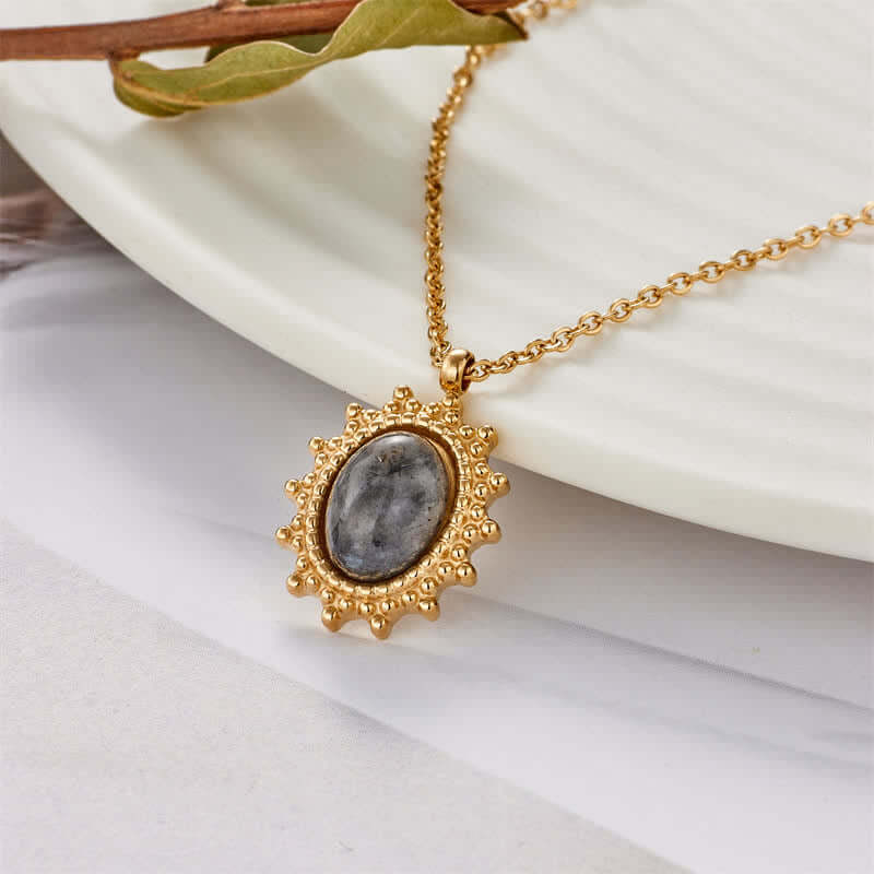 Labradorite Sun Retro Gemstone Necklace