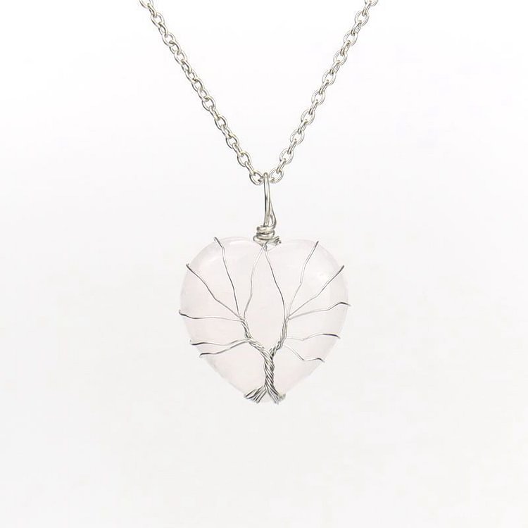 Natural Crystal Heart Necklace