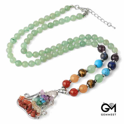 Crystal Colorful Bead Energy Pendant Necklace