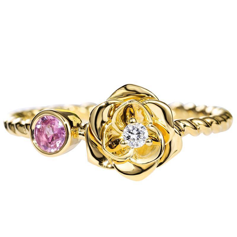 Rose Inlaid Pink Zirconia Ring