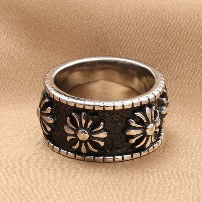 Retro Trendy Men's Chrysanthemum Pattern Ring