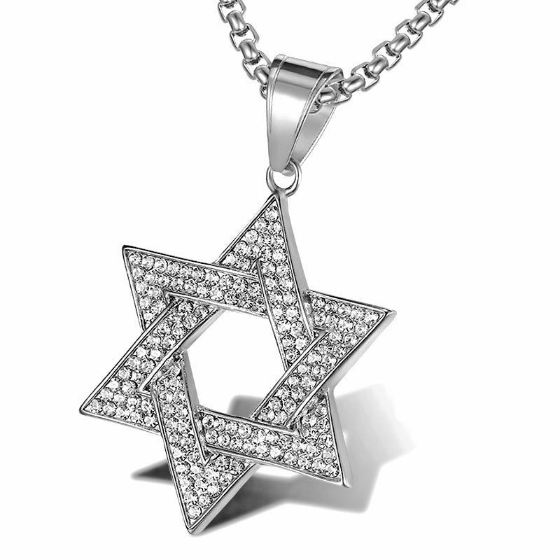 Hip Hop All Over Zirconia Hexagram Pendant