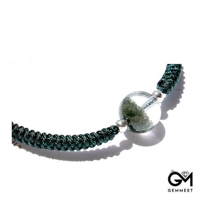 Green Phantom Quartz Beads Pendant Braided Bracelet