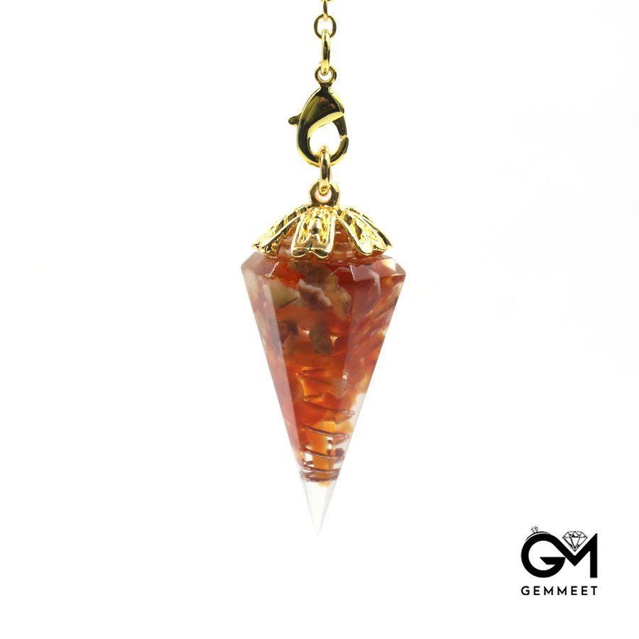 Crystal Stone Resin Conical Pendulum Pendants