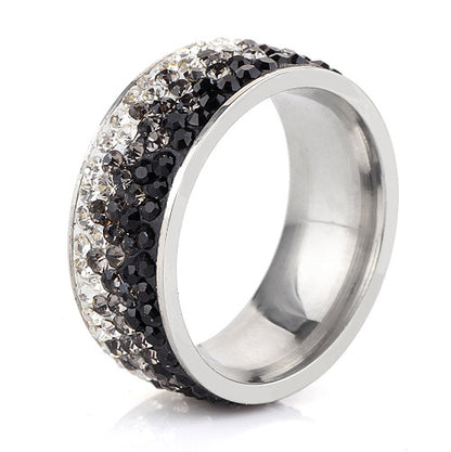 Gradual Change Color Zircon Titanium Steel Ring