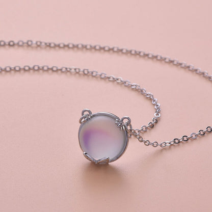 Bud Shape Hollow Butterfly Moonstone Pendant Necklace