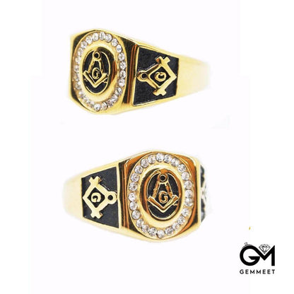 Vintage Gold Zircon Masonic Ring