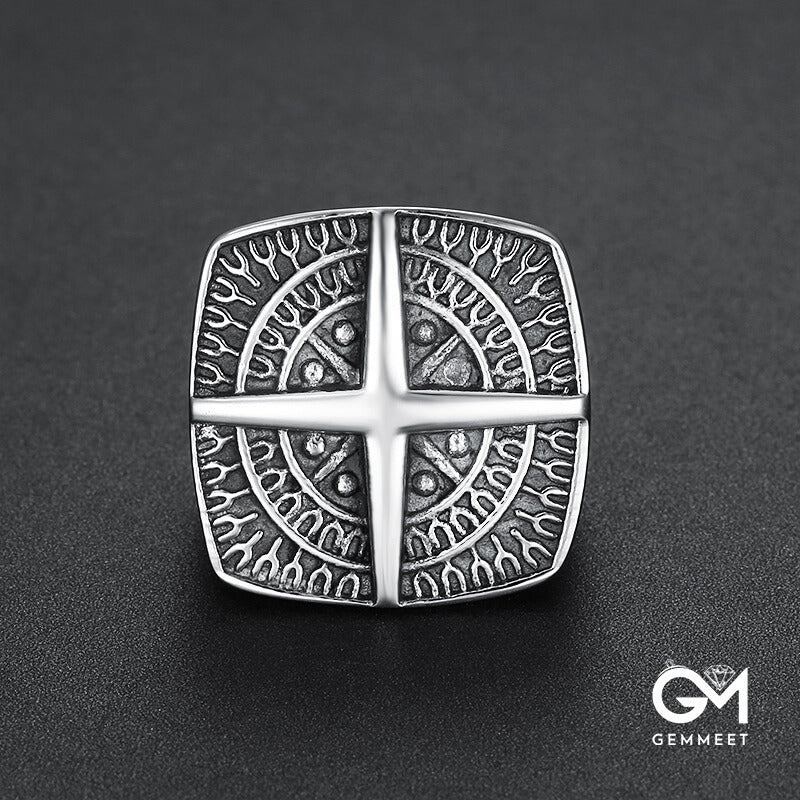 Voyager Compass Cross Viking Ring