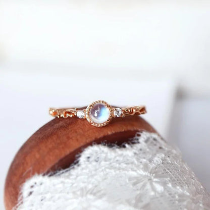 Natural Moonstone Zircon Delicate Ring