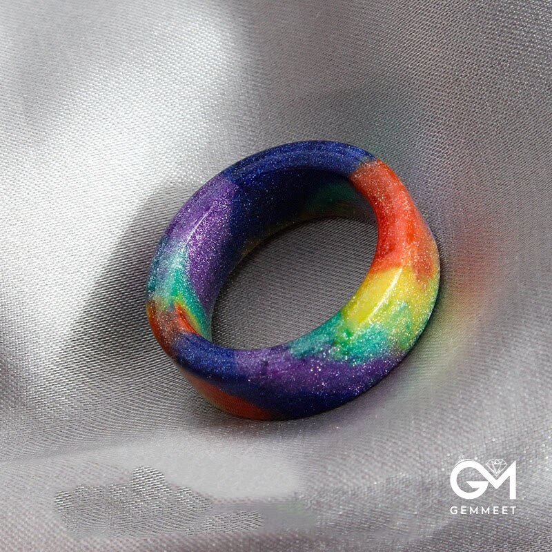 Colorful Rainbow with Shining Stars Ring