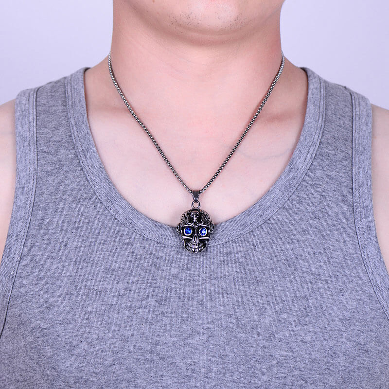 Vintage Halloween Skull Titanium Steel Necklace