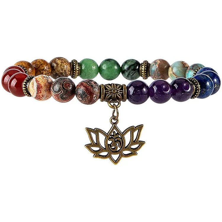 Lotus Symbol Agate Chakra Healing Bracelet