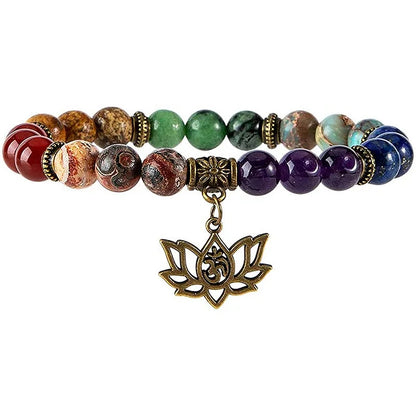 Lotus Symbol Agate Chakra Healing Bracelet