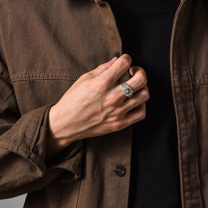 Golden Skull Rose Totem Adjustable Signet Ring