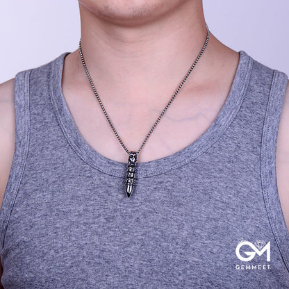 Titanium Steel Bullet Head Ghost Head Necklace